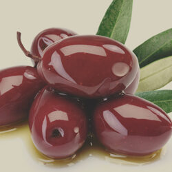 Purple olives in oil with leaves Purple olives in oil with leaves